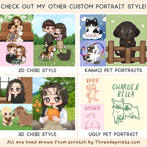 Custom Family Portrait Illustration, Custom Couple Portrait, Personalized Wedding Gift, Couples Drawing Anime FEAT01 P15, 2D Portrait image 8