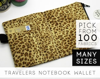 Zippered Wallet Insert for Traveler's Notebook 2020 | Field Notes, Pocket, Passport | Brown Ocelot (V)