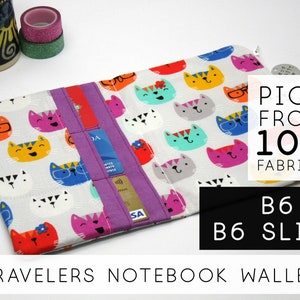 Custom Wallet Insert for Midori Md Cover Fabric, Bullet Journal Printables Mood Tracker |5x7, B6 & B6 Slim, FEAT01 W04, Colorful Cat (H)