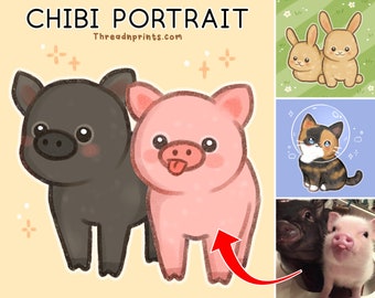 Custom Pet Gifts For Owners, Animal Portrait Painting, Funny Pet Portrait From Photo | FEAT01 PET20 Pig Hog, Pet Art Commission