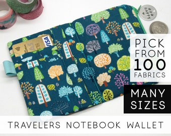 Zipper Pocket Wallet Insert for Midori TN Inserts, Hardcover Journal Lined |Pocket Field Notes, Green Forest (V)