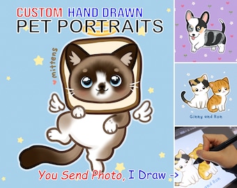 Pet Memorial Photo Gift, Pet Memorial Art With Picture, Animal Drawing From Photo | FEAT01 PET17, Pet Art Commission