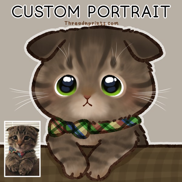 Cadeau de chat personnalisé, peinture de chat personnalisée, art de chat personnalisé | FEAT01 PET12, Commission d'art animalier