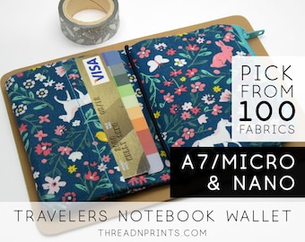 Handmade Wallet Insert for Travelers Notebook With Pen Loop, Cute Planner Covers |Nano Mini Micro A7, Country Garden And Animals