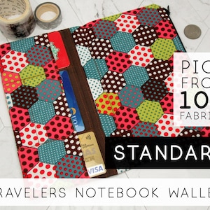 Notebook-Geldbörsen-Einsatz für Reisende Notebook-Stoffbezug, gepunktetes Journalpapier | Standardgröße, sechseckige Polka Dots (H)