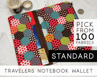 Notebook Wallet Insert for Travelers Notebook Fabric Cover, Dotted Journal Paper |Standard Regular Size, Hexagonal Polka Dots (H)