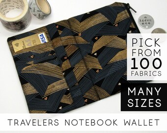 Zipper Pocket Insert for Chic Sparrow Hemingway | Field Notes, Pocket, Passport | FEAT01 | Gold Blue Lines (V)
