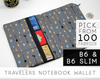 Zipper Pouch Insert - Travelers Notebook Pocket Inserts | 5x7, B6 & B6 Slim | Grey Arrow (H)