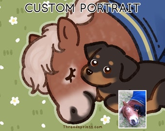 Pet Remembrance Picture, Gift For Pet Loss, Pet Memorial Drawing | FEAT01 PET16, Pet Art Commission