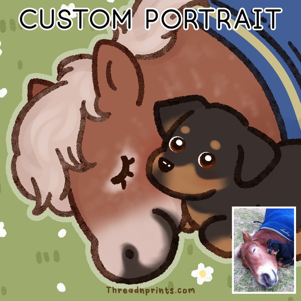 Pet Remembrance Picture, Gift For Pet Loss, Pet Memorial Drawing | FEAT01 PET16, Pet Art Commission