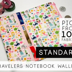 Portefeuille personnalisé pour cartes de crédit pour housse en tissu Fauxdori, recharges pour agenda non daté | Taille standard standard, sirène et ses amis (H)