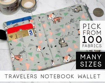 Zipper Pouch Folder Wallet Insert for Travelers Notebook Midori, Refillable Planner Organizer |Personal A6, Little Red Fox (V)