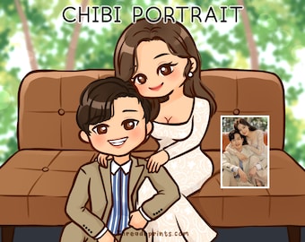 Dessin personnalisé à partir d’une photo, portrait personnalisé pour le mariage, cadeau de couple pour petit ami, portrait de famille personnalisé | FEAT01 P05, Portrait 2D