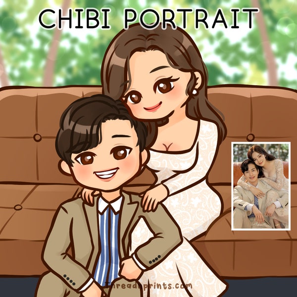 Dessin personnalisé à partir d’une photo, portrait personnalisé pour le mariage, cadeau de couple pour petit ami, portrait de famille personnalisé | FEAT01 P05, Portrait 2D