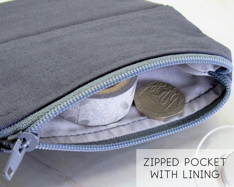 Zipper Pouch Support de carte de crédit pour Filofax Malden Pocket Iris Taille Pocket, 3 ou 6 bagues, FEAT01 R16 Gris foncé image 5