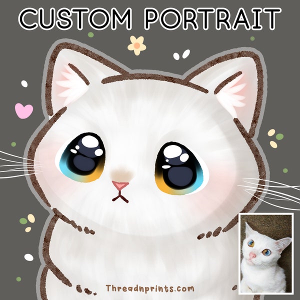 Cadeau de perte de chat, cadeau pour les amoureux des chats, dessin de chat personnalisé | FEAT01 PET13, Commission d'art animalier