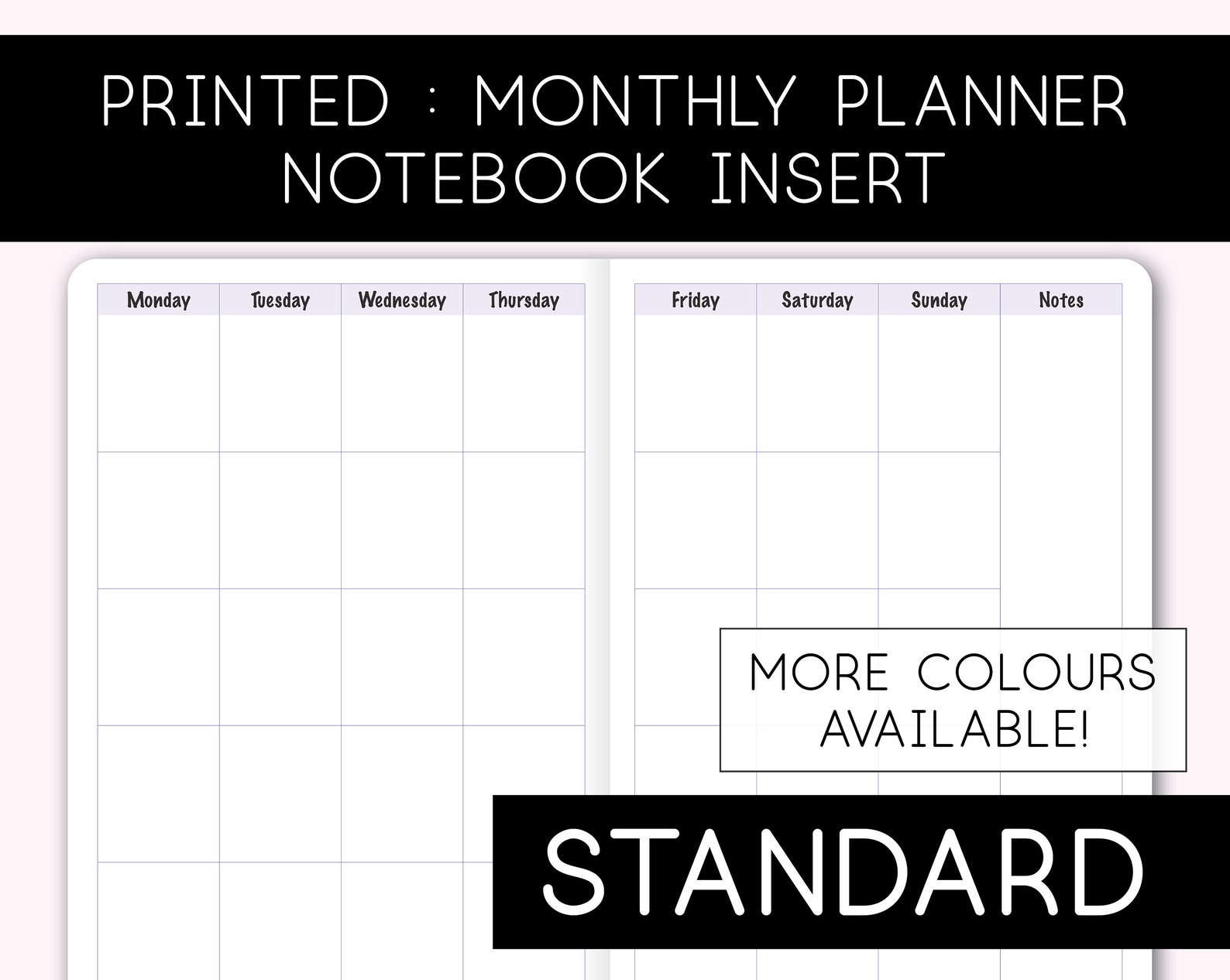 Printed Monthly Standard TN Planner Refill Undated Travelers | Etsy