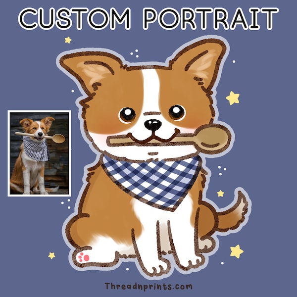 Peinture de chien personnalisée à partir d’une photo, impression d’art de chien personnalisée, art de chien de portrait d’animal de compagnie | FEAT01 PET05, Commission d'art animalier