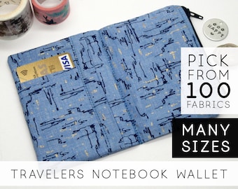 Zipper Wallet Insert for Chic Sparrow Waypoint | Field Notes, Pocket, Passport | Blue Gold Scribbles (V)