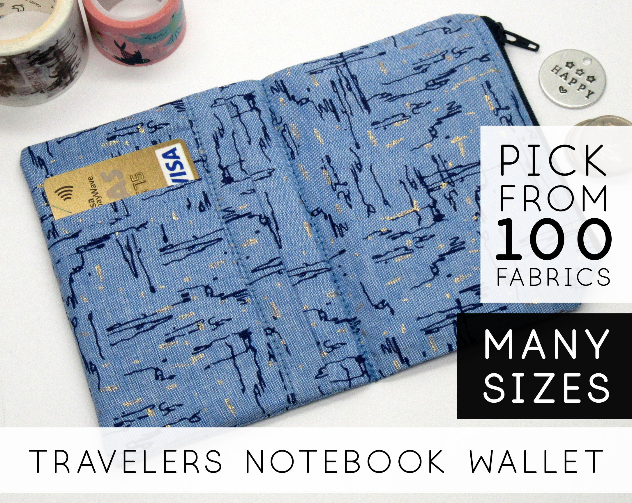 Travelers Notebook Insert Pocket, Dupont Paper Zipper Pouch