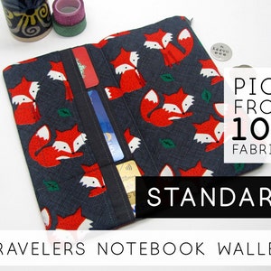 Travel Wallet Organizer for Travelers Notebook Midori, Notebook Planner Organizer |Standard Regular Size, Fox Foxy Orange (H)