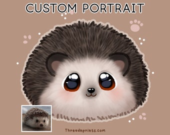 Custom Pet Painting From Photo, Paint My Pet, Animal Painting From Photo | FEAT01 PET21 Hedgehog, Pet Art Commission