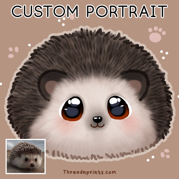 Custom Pet Painting From Photo, Paint My Pet, Animal Painting From Photo | FEAT01 PET21 Hedgehog, Pet Art Commission