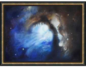 Messier 78 Nebula - original oil painting | Galaxy, astronomy, space, cosmos, stars, large canvas, constellation, handmade