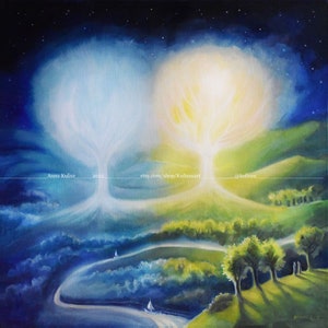 The Two Trees of Valinor, Telperion and Laurelin - Print | Original Silmarillion art