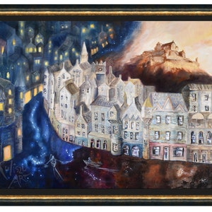 Canvas Journeys: Edinburgh || original oil painting | fine art on canvas I surreal landscape | magical, dreamy wall art | Scotland