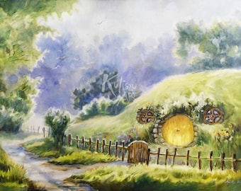 Peaceful Summer in the Shire  - print || Tolkien inspired art