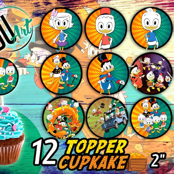 Cupcakes Toppers Ducktales, Printable Ducktales, party cupcakes Topper, Descendants toppers, 2 INCHES, instant download, Printable