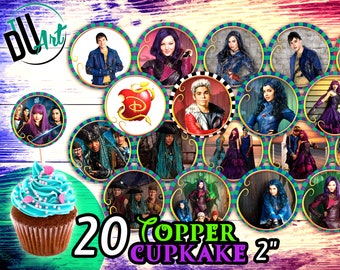 Descendants 3 Cupcakes Toppers, Printable Descendants Party Cupcakes ...