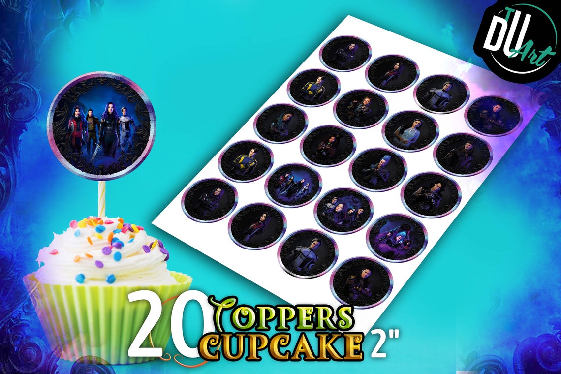 Descendants 3 Cupcakes Toppers Printable Descendants Party - Etsy