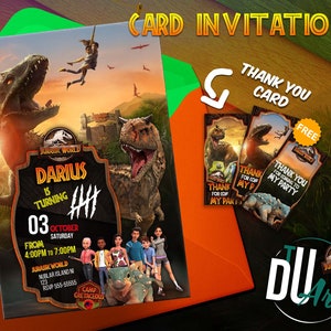 Convite Jurassic World: Camp Cretaceous, Jurassic Park Convite, aniversário, festa de aniversário, Darius, Brooklyn, para impressão