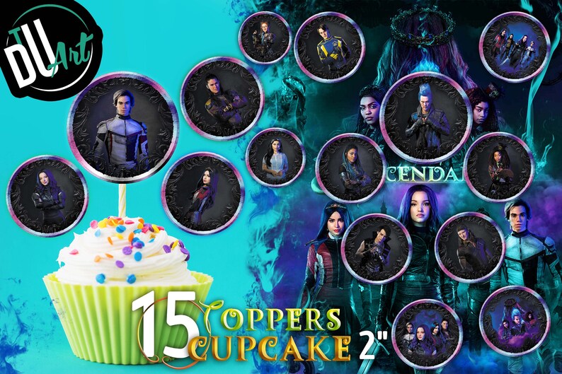 Descendants 3 Cupcakes Toppers Printable Descendants Party - Etsy