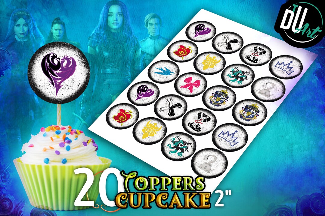 Descendants Symbols Cupcakes Toppers, Printable Descendants Party ...