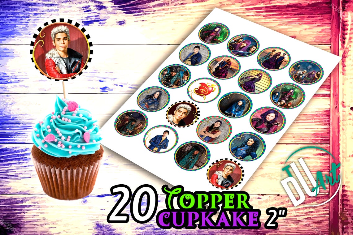 Descendants Cupcakes Toppers Printable Descendants Party - Etsy