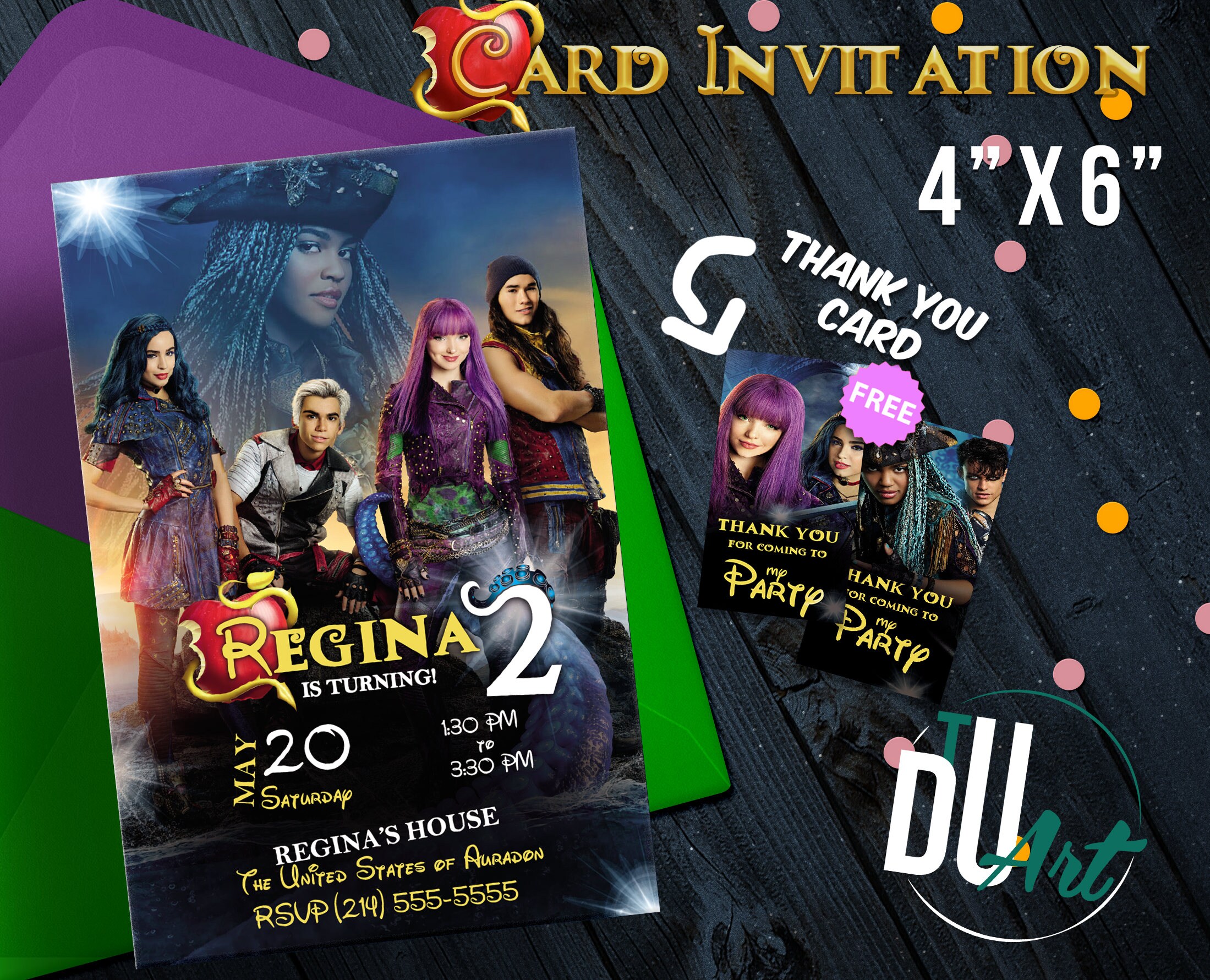 Descendants Disney Invitation Disney Princess Mal Evie Etsy