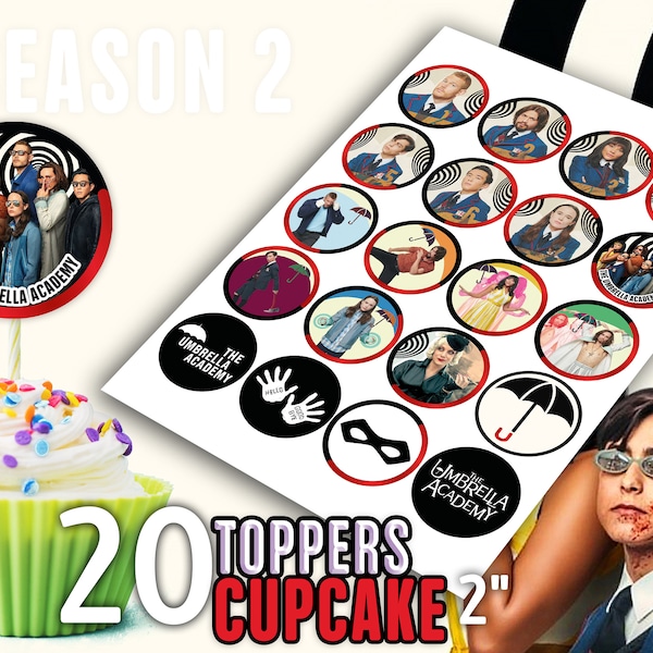 The Umbrella Academy Cupcakes Toppers, The Umbrella Academy Season 2, 2 inches, Instant Download, Vanya, Klaus, Allison, Luther, 5,Ben,Diego