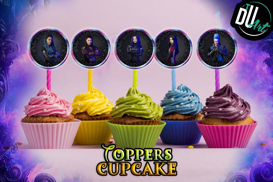 Descendants 3 Cupcakes Toppers Printable Descendants Party - Etsy
