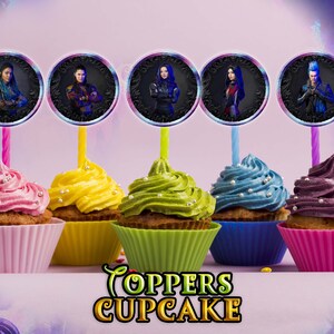 Descendants 3 Cupcakes Toppers, Printable Descendants Party Cupcakes ...