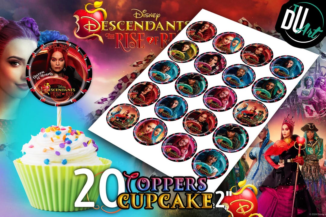Descendants Cupcakes Toppers, Printable Descendants Party Cupcakes ...