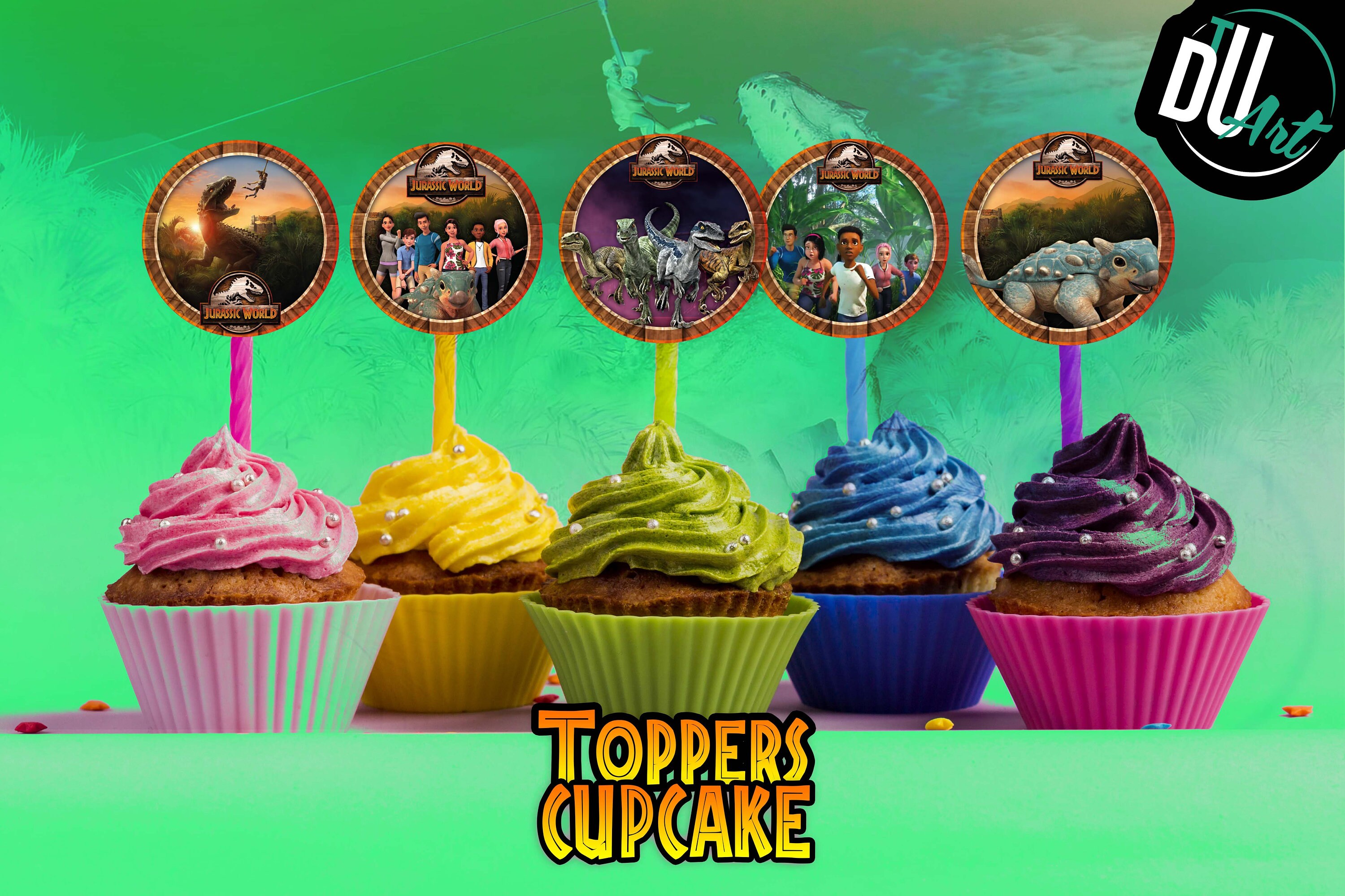 Cupcakes Toppers de Jurassic World Campamento Cretácico Etsy