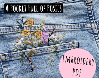 Une poche pleine de bouquets de fleurs - PDF et motif de broderie