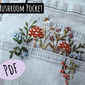 Mushroom Pocket Embroidery PDF & Pattern image 1