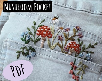 Mushroom Pocket- Embroidery PDF & Pattern