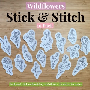 Stick and Stitch Embroidery Patterns, Embroidery Stick and Stitch, Floral  Stick and Stitch, Peel and Stick Embroidery Transfers 