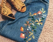 Vintage Denim Hand Embroidered 70 39 s Skirt