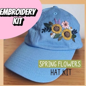 Kit para bordar sombreros: Flores de primavera